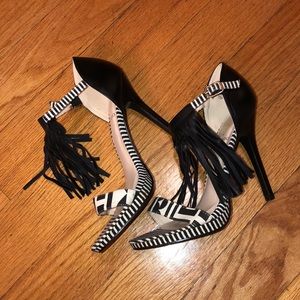 Black and white heels